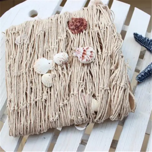 2x4M Nautical Fishing Net Shell Photo Prop Beach Scene DIY Party Decor Beige