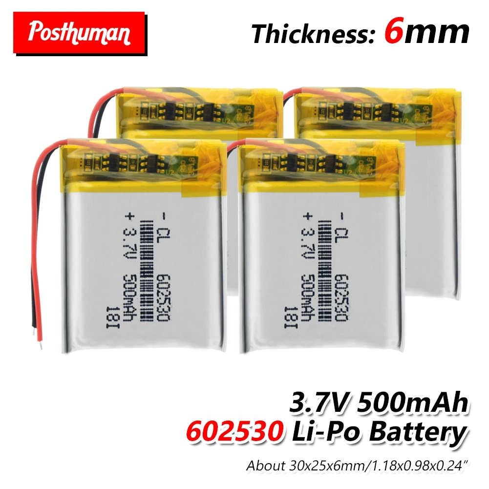 

Rechargeable Lithium Li-Po Polymer Battery 500mAh Lipo Battery 602530 li-ion Lipo cells For GPS MP3 MP4 Toy Bluetooth Headset