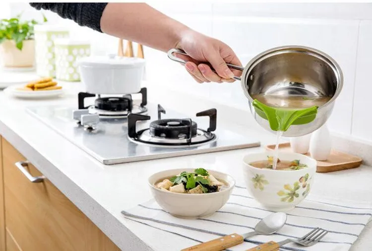 Силиконовый суп Воронка кухонные устройства Инструменты дефлектор воды инструмент для приготовления пищи