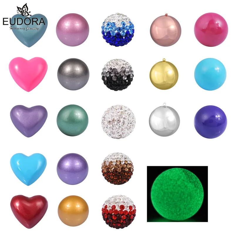 

EUDORA 1Piece Crystal Ball Sounds Chime Ball Heart Mexican Bola Angel Caller Harmony Bola Ball Women Pendant Jewelry Accessories