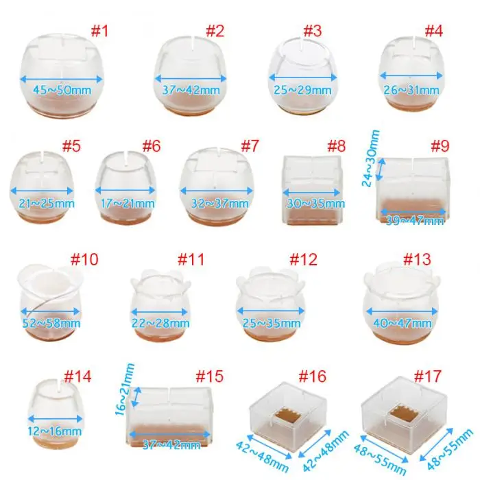 10pcs Silicone Rectangle Square Round Chair Leg Caps Feet Pads Furniture Table Covers Wood Floor Protectors can CSV