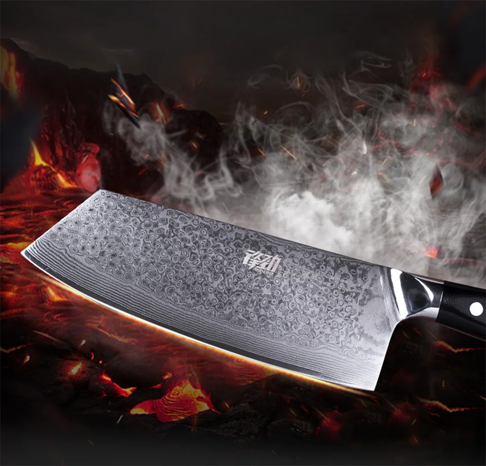FINDKING G10 дамасский нож с ручкой 7 дюймов профессиональный нож для мясника 67 слоев дамасской стали кухонный нож Кливер