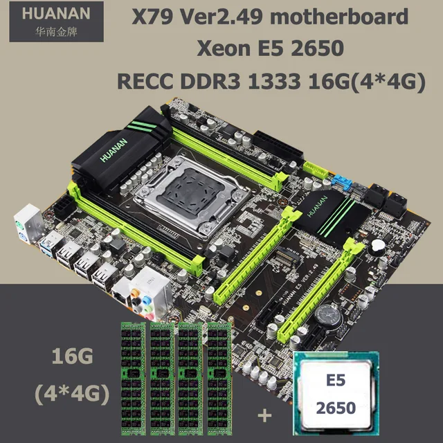 Best Price Desktop motherboard with M.2 slot NVMe SSD brand HUANAN ZHI X79 LGA2011 CPU Intel Xeon E5 2650 SR0KQ RAM (4*4G)16G DDR3 REG ECC Best Price Desktop motherboard with M.2 slot NVMe SSD brand HUANAN ZHI X79 LGA2011 CPU Intel Xeon E5 2650 SR0KQ RAM (4*4G)16G DDR3 REG ECC