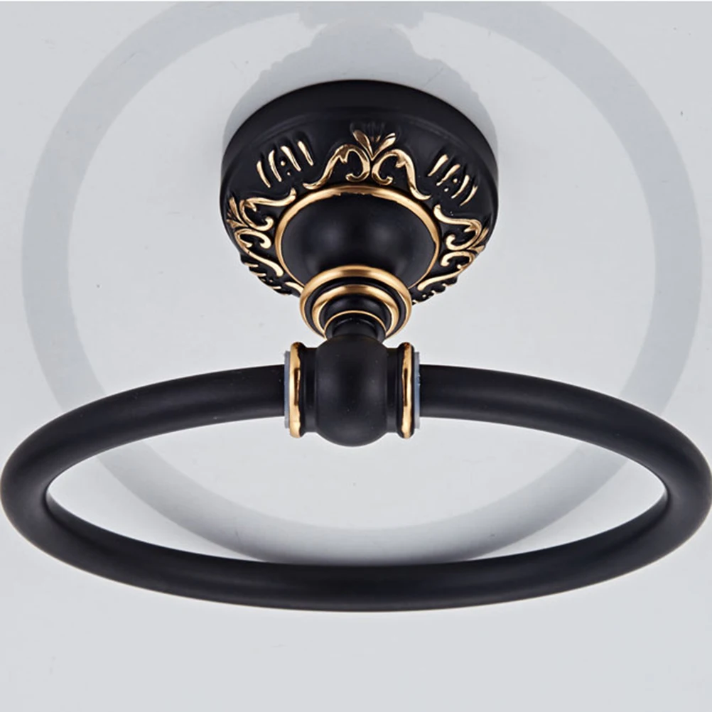 Черное антикварное кольцо для полотенца винтажная круглая форма Ванная комната домашнее хранилище настенное крепление вешалка для полотенец подвесные аксессуары