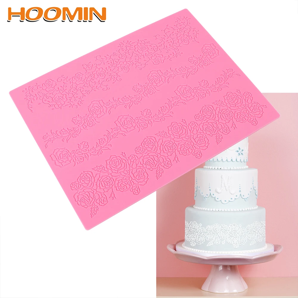 HOOMIN формы для работы с сахарной мастикой кружевная формочка, инструмент для выпечки для свадьбы DIY Инструменты для украшения торта 3D цветок силиконовая форма для торта без палочки