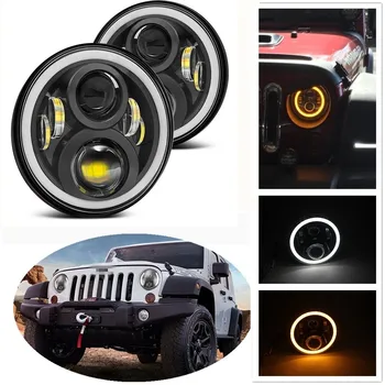

2pcs Car Halo 7" Led Headlights For Lada 4x4 urban Niva for Suzuki Samurai Headlight For Jeep Wrangler JK Accessories