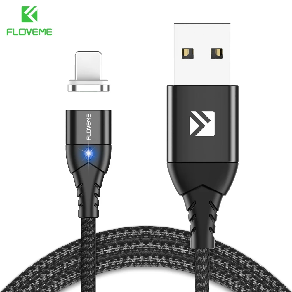 Магнитный usb-кабель FLOVEME 3A для iPhone mi cro, кабель USB type-C для Xiaomi mi 9 Red mi Note 7, магнитный кабель для быстрой зарядки - Цвет: Black