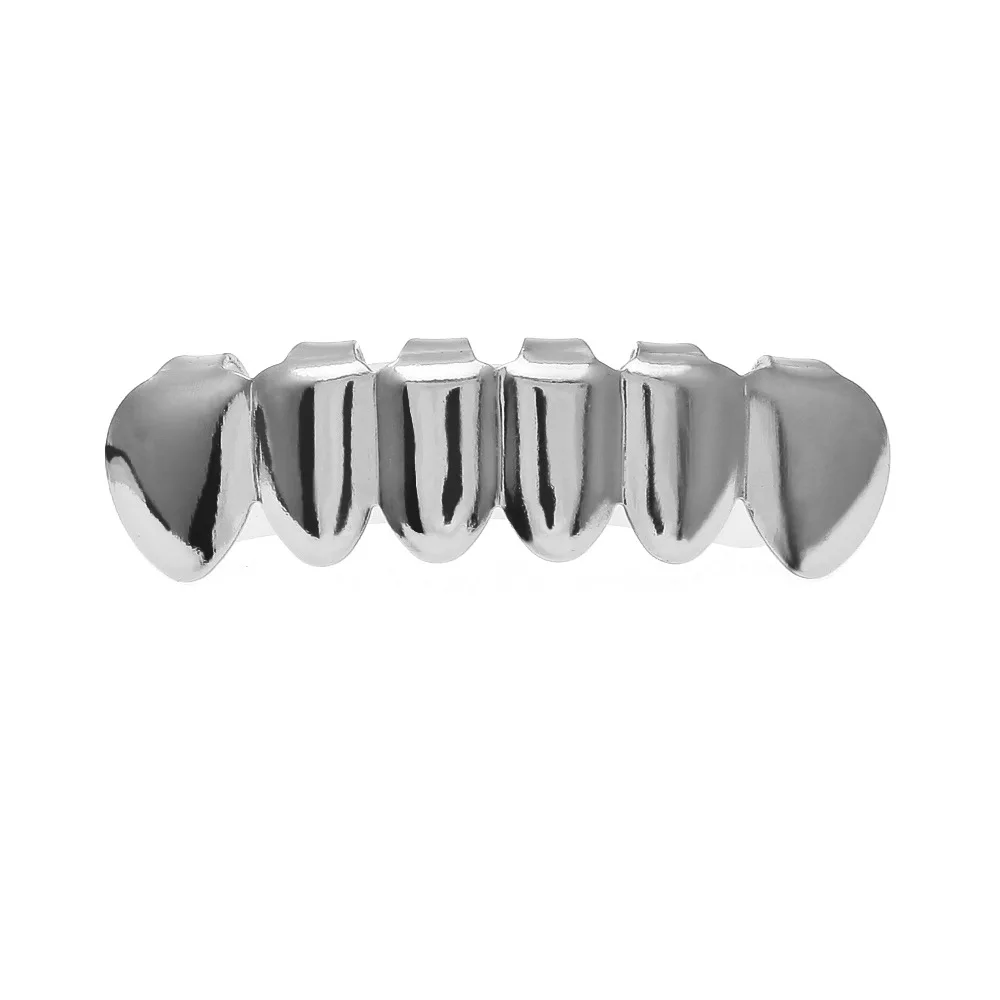 Мужские серебристые золотые зубные решетки в стиле хип-хоп, накладные верхние и нижние зубные решетки, зубные грили для женщин, мужские украшения для тела, подарок - Окраска металла: Silver Bottom