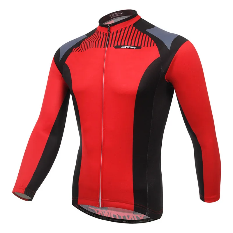 

XINTOWN Spring Technology Windproof Rain Protection Cycling Jersey Long Sleeve Protection Combined Bicycle Clothes Red Jerseys
