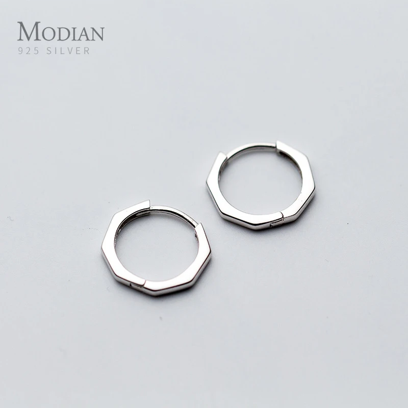 Modian New Style Classic Geometric Fashion Hoop Earrings For Women Black Color Exquisite Charm Sterling Silver Jewelry