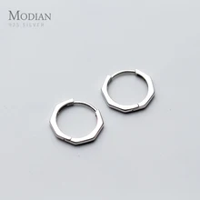 Modian New Style Classic Geometric Fashion Hoop Earrings For Women Black Color Exquisite Charm Sterling Silver Jewelry