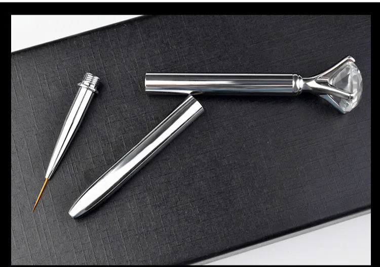 Шт. 1 + 10 шт. Сменные кисточки головок высокое качество Diamond дизайн ногтей расставить вентилятор Металл Ручка-лайнер ручка УФ гель маникюр