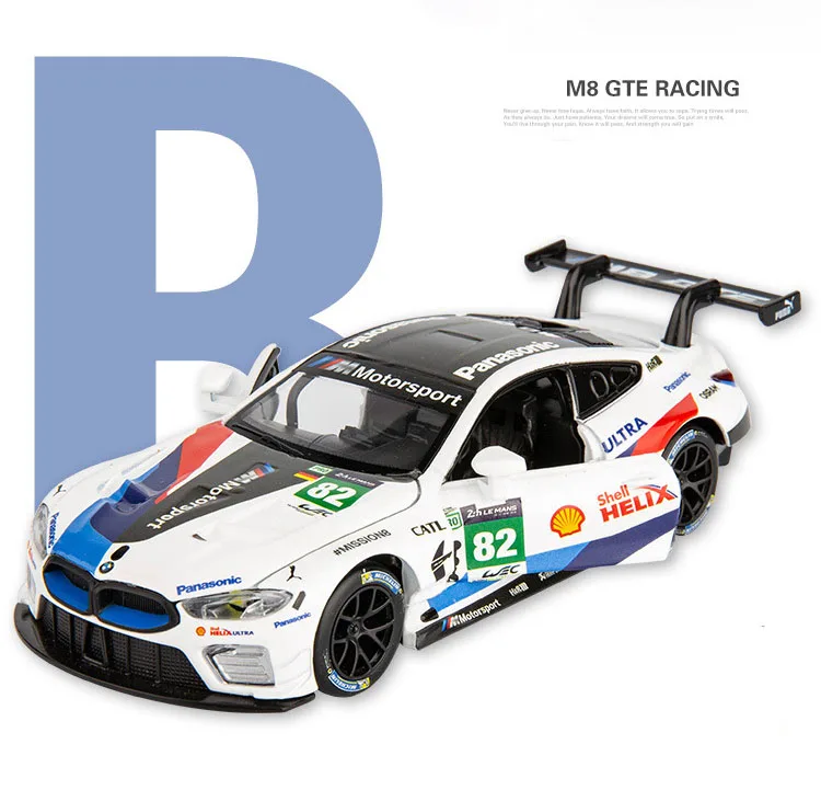 1/32 M8 GTE Sports Car Simulation Toy Car Model Alloy Pull Back Children Toys Genuine License Collection Gift Off-Road Vehicle