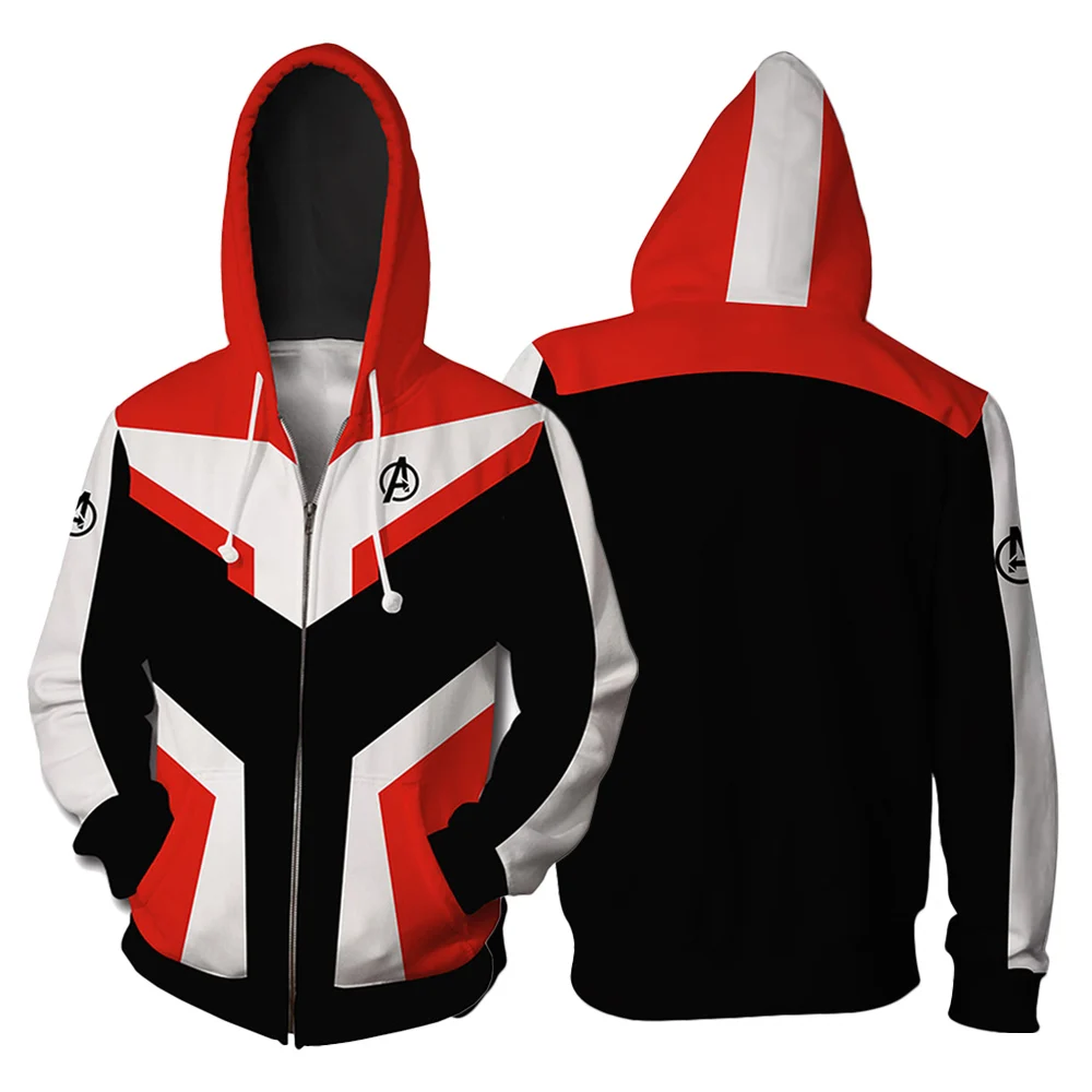 Avenger's Endgame Hoodie Quantum Realm Suit 3D Print Zip Up Jacket Sweatshirt For Adults