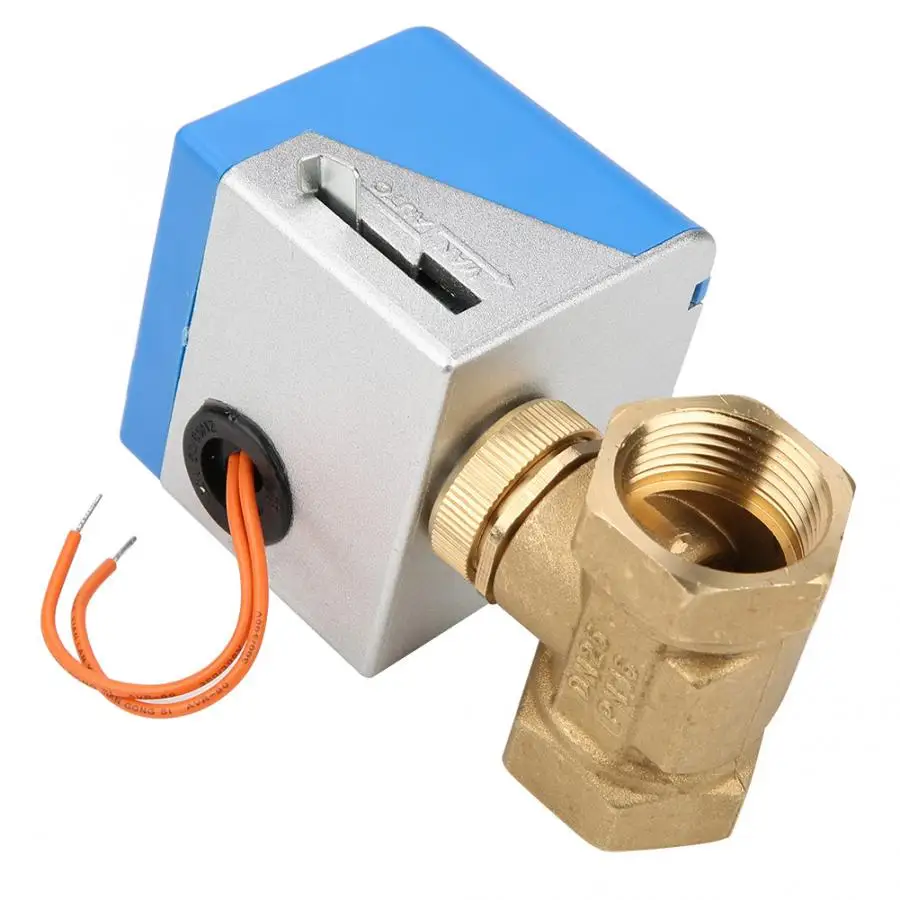 Shut-off Valve Actuator Ball Valve DN25 Brass 2 Way Motorized Ball Electrical Valve for Air Conditioner AC220V Solenoid