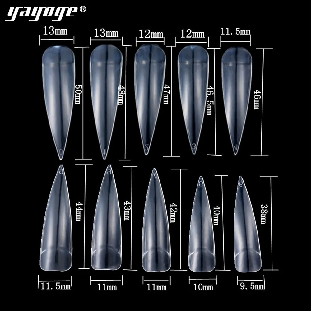 Yayoge 500 шт накладные ногти длинные Cuspidal Шпильки для ногтей прозрачный черный