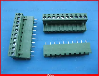 

10 pcs 5.08mm 10 way/pin Screw Terminal Block Connector Green Pluggable Straight
