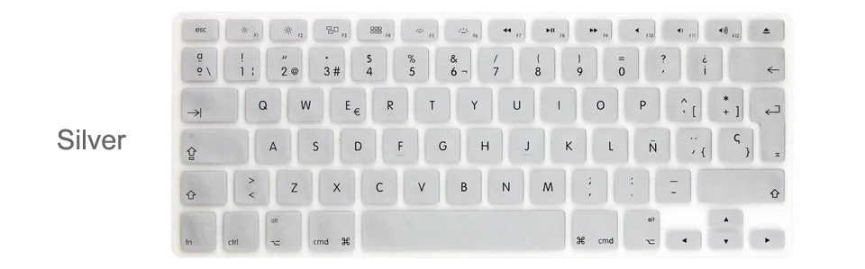1 шт. EU Enter ES Испания испанское покрытие для клавиатуры для Macbook Air 13 дюймов силиконовый черный ноутбук Защитная панель для клавиатуры пленка - Цвет: Silver