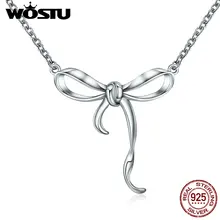WOSTU, Черная пятница,, 925 пробы, серебро, милый бант, подвеска, чокеры, ожерелья для женщин, ювелирное изделие, подарок, CQN135