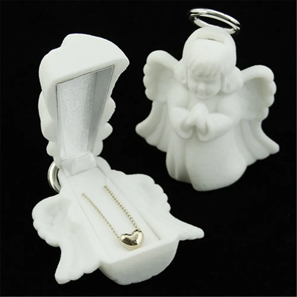 

1 pcs New Arrival Angel Velvet Jewelry Rings Necklace Display Box Christmas Gift Container Case Popular Sale