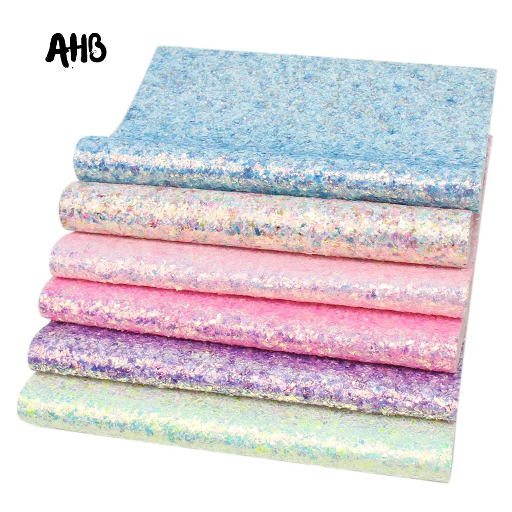 

AHB 6pcs/set Synthetic Leather Shiny Shell Paper Leather Sheets For Bows DIY Bag Patchwork Material Handmade Leatherette Fabric