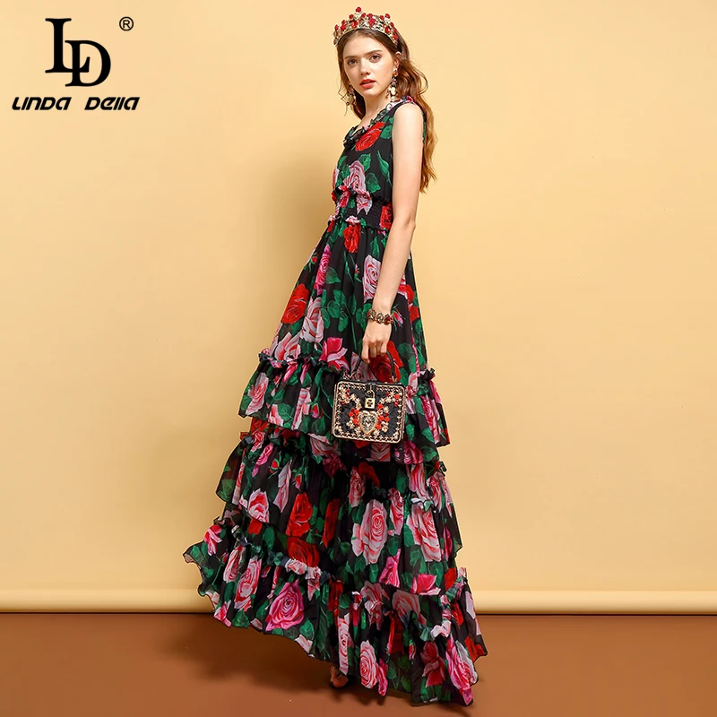 LD LINDA DELLA Summer Plus Size Maxi Dress Women's