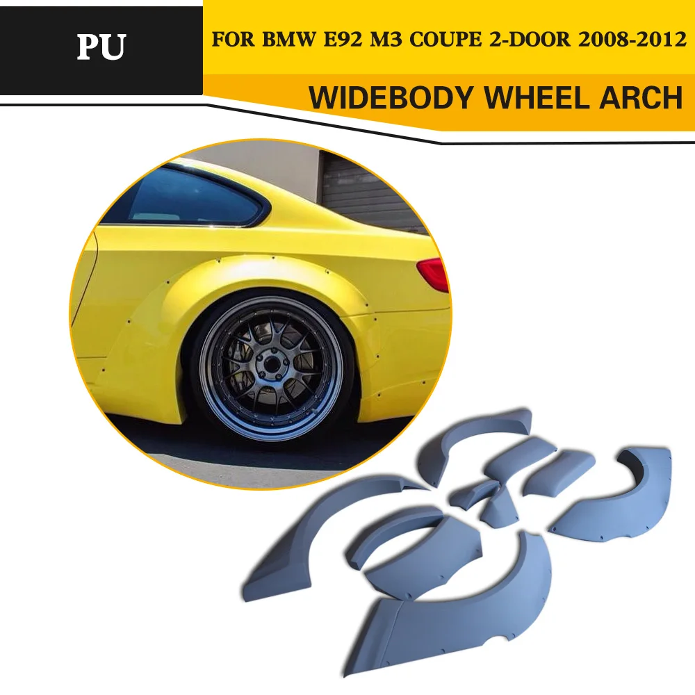 

Car Wheel Arch Wheel Side Fender Molding flares Cover Mudguards Mud Flaps Eyebrow For BMW E92 M3 Coupe 08-12 Grey PU Grey