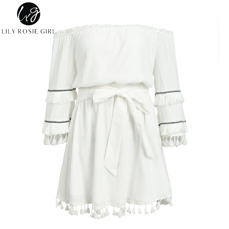 Lily Rosie/однотонное белое платье со шнуровкой и бантом для девочек короткое пляжное