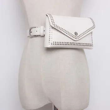 

[BXX] 2020 New Women Fashion Tide Black Double Rivet Decoration Stitch Simple All-match Mini-bag Waist Chest Belt S959