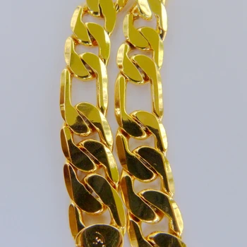 

Massive Mens Figaro Chain Solid Yellow Gold Filled Mens Bracelet 9"