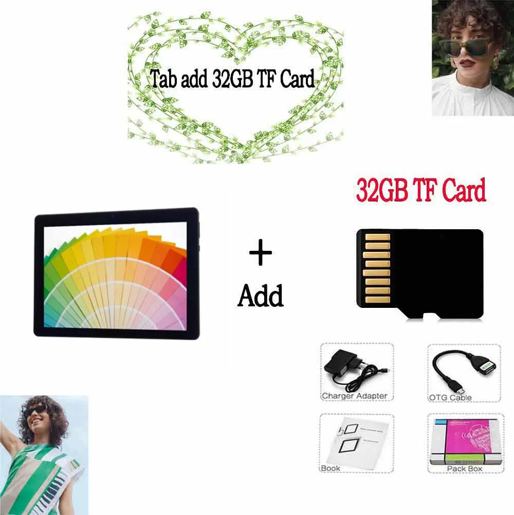 Tab Add 32GB TF Card Испанский корабль BDF Android планшет 10 дюймов планшетный ПК 1280*800 ips 4 Гб планшет 64 Гб Восьмиядерный таб Android 7,0 двойной 3G телефон планшет 10,1 - Комплект: Tab Add 32GB TF Card
