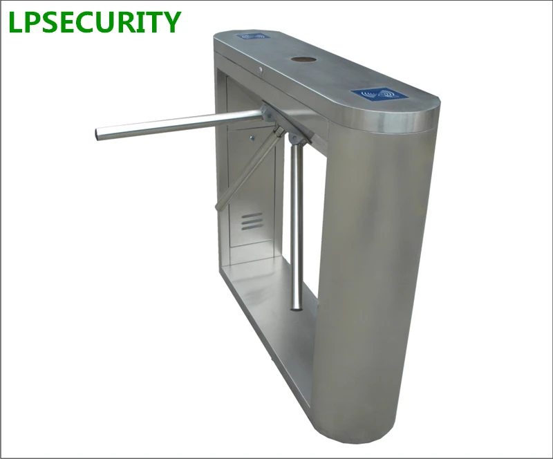 

LPSECURITY stainless steel waist high tripod turnstile gate for pedestrian access control with LED indicator