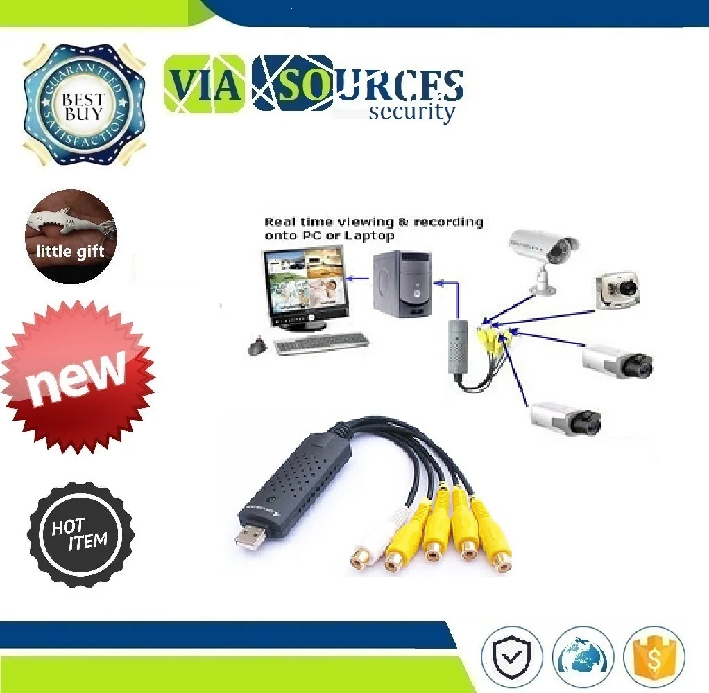 

CCTV Camera Monitor DVD 4CH Usb Dvr Cards Board To VHS Video Recording PAL /NTSC 4 Channel USB Video Capture Card DVR