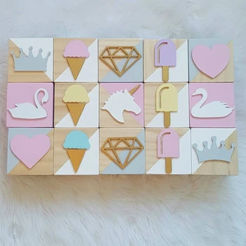 

Pine Wooden Swan Unicorn Building Blocks 3pcs/set Nordic Baby Kids Room Beard Diamond Decoration Handicraft Children Gifts Toy