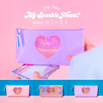 

Bentoy Laser Hologram Coin purses Girls Pencil bag Shinning Make up Case Hasp Milkjoy Transparent Unisex Coin