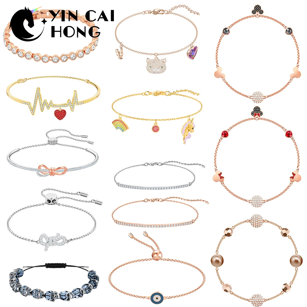

YCH SWA Little Pig Unicorn Bow Devil Eyes Retractable Bracelet Women's Bracelet Crystal Pearl Invisible Magnetic Buckle Bracelet