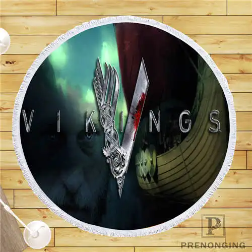 Round beach blanket На заказ Сделай Сам подгонянное микроволокно ткань Викинги(1) круглое пляжное одеяло полотенце напечатано по запросу 150 см#19-01-28-3-85 - Цвет: Round beach blanket