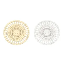 DoreenBeads модный сплав на железной основе Филигранное тиснение разъемы Круглый Серебряный тон золотой цвет DIY Подвески 20 мм диаметр, 10 шт