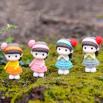 

ZOCDOU 1 Piece Cartoon Flower Girl Daughter Sister Model 5cm Small Statue Mini Figurine Crafts Ornament Miniatures DIY Decor