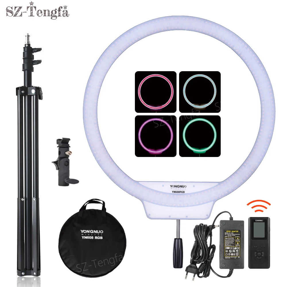 

YONGNUO YN608 RGB LED Video Light Photography Video Ring Light RGB Full Color with Remote Controller for Live Video Selfie