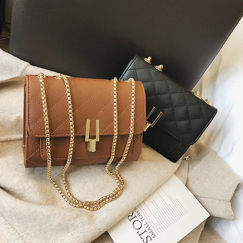 

KYYSLO lock bag Rhombus chain bags for women Korean version of the simple and versatile fashion women shoulder messenger bag