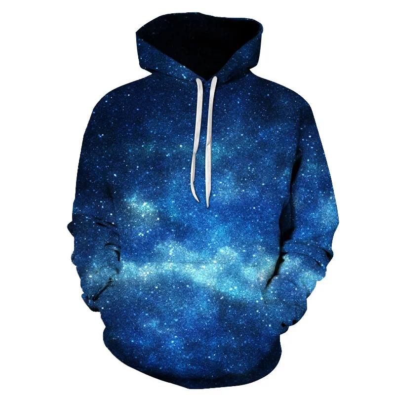 

Hoodies Men Women 3D Space Hooded Sweatshirts Blue Galaxy Male Tracksuits Fashion Pullover Brand Quality Extra Plus 6XL Jacket