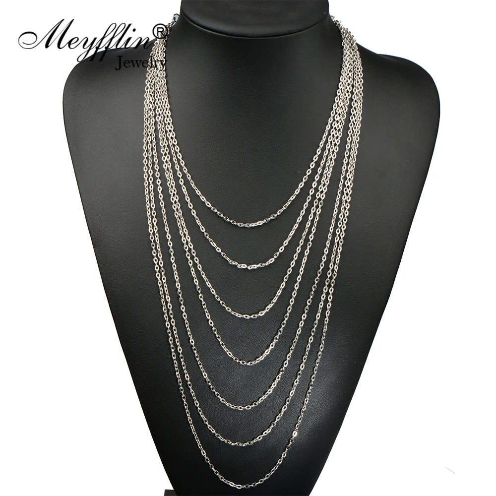 Buy 2017 Fashion Long Necklace for Women Vintage Silver Multi layer Chain