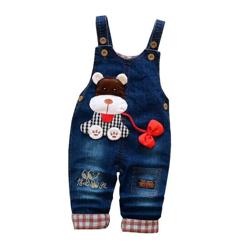 

BibiCola 2020 Summer Baby Boys Girls cartoon Overalls Denim Pants Children Unisex Jeans Jumpsuit Pants Kid Clothing