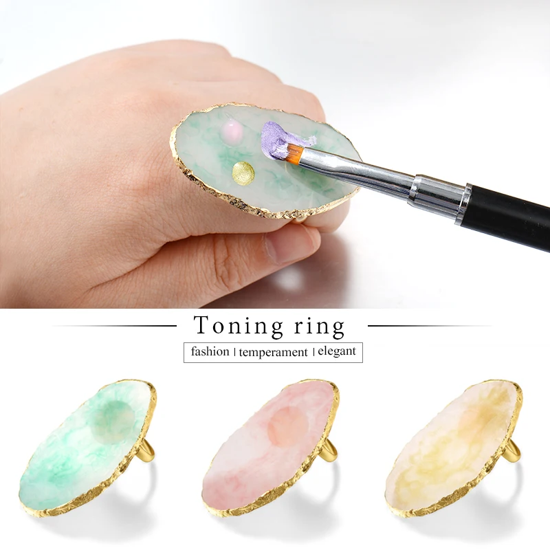 

1Pc Resin Stone Color Nail Art Ring Palette Finger Ring Plate Acrylic UV Gel Polish Cream Foundation Mixing Nail Art Equipment