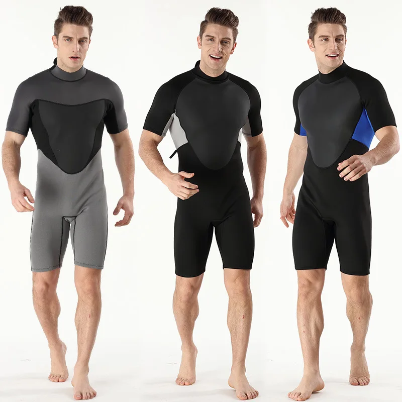 

2MM Men's Anti Cold Warm Scuba Diving Suit Short Sleeved Short Pants One Piece Submersible Suit Size S-XXL
