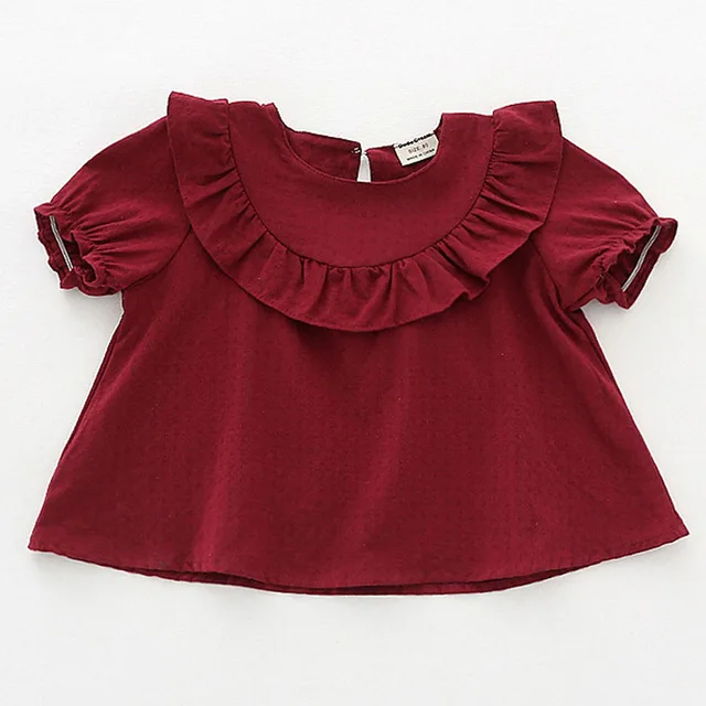 Toddler Girl Tops Shirts Summer White Red Yellow Color Baby Girls Princess Blouses Cute Shorts