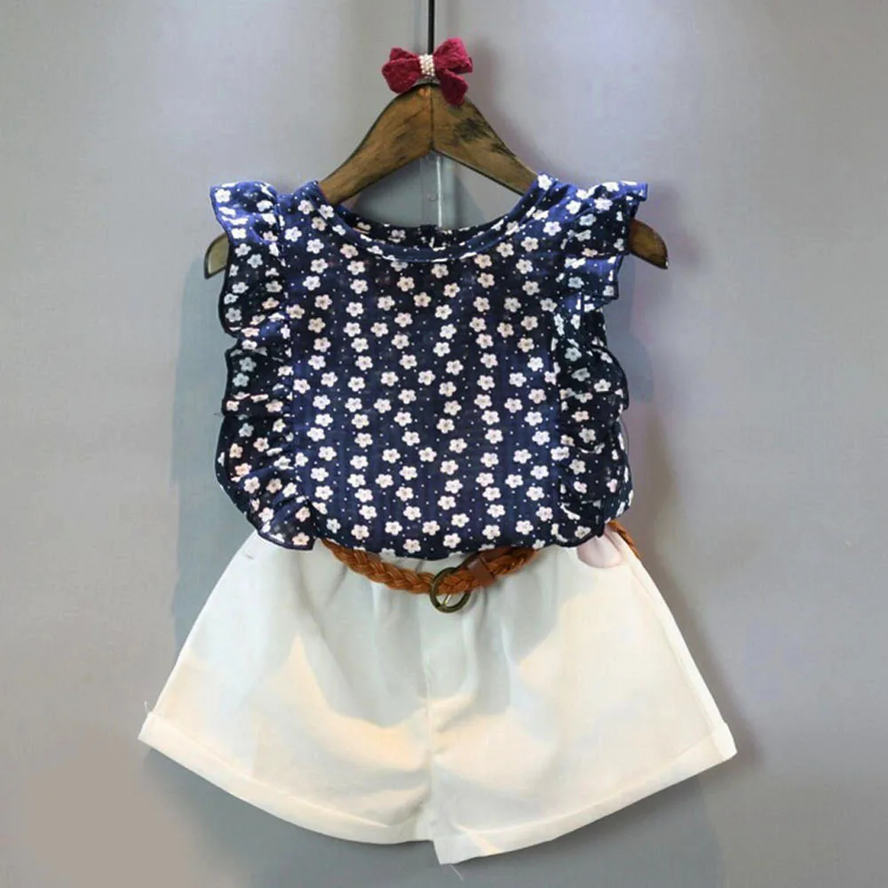 

Summer Baby girl set 3PCS Toddler Kids Baby Girls Outfit Clothes T-shirt Tops+Shorts Pants