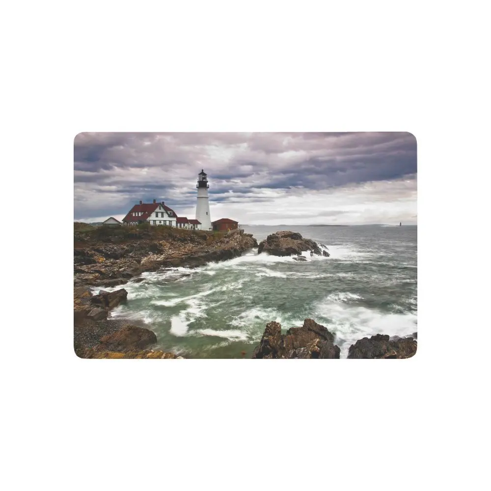 Beach Theme Anti slip Door Mat Home Decor, Portland Lighthouse Atlantic