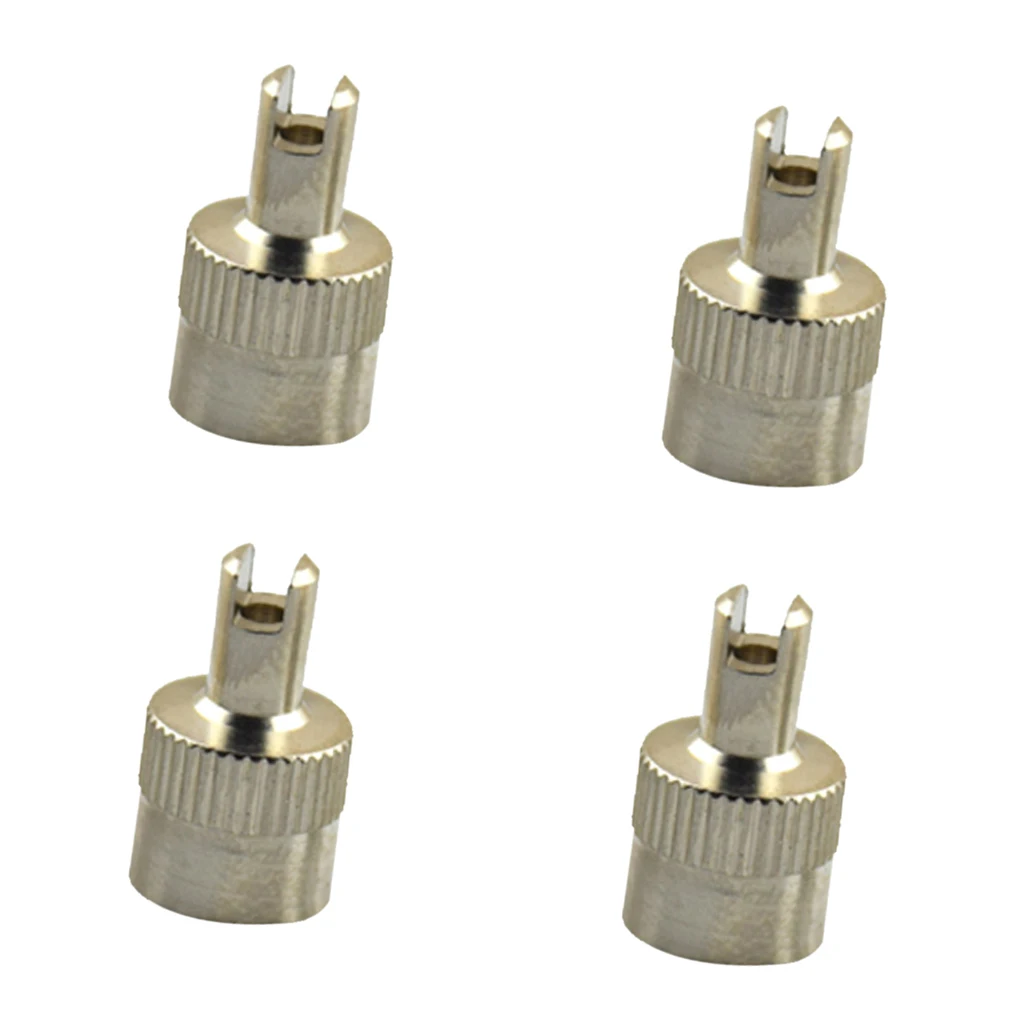 4 Pieces Motorcyle Car Slotted Head Valve Stem Caps with Core Remover Tool